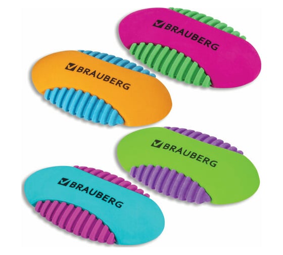 Изображение товара Ластик Mix S BRAUBERG, 58x33x13 мм, цвет ассорти 20 шт 228724