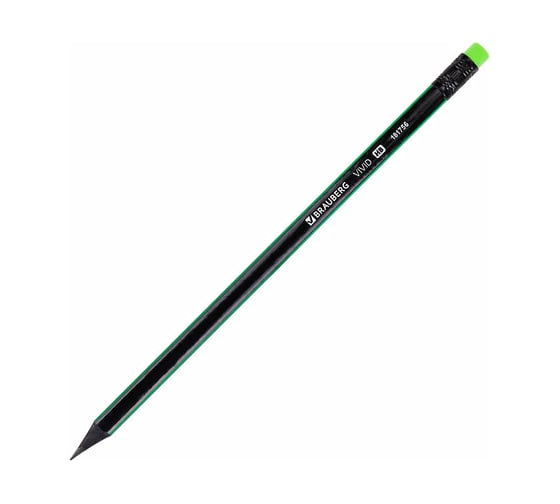 Изображение товара Чернографитный карандаш BRAUBERG Vivid, 1 шт., Hb, с ластиком, корпус ассорти, 181756