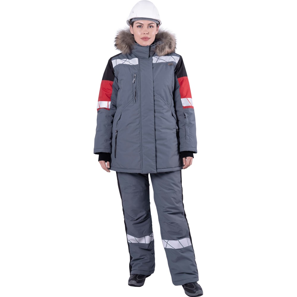 Зимняя куртка iForm ХАЙ-ТЕК SAFETY серый-красный-черный, женская Кур 237/112/158