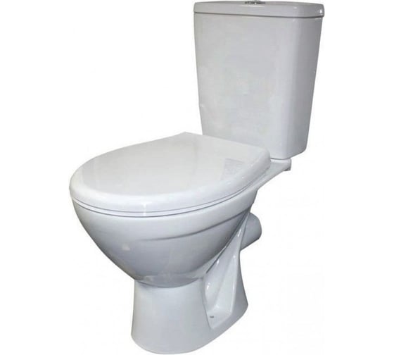 Изображение товара Унитаз-компакт Rosa СОЛО горизонтальный выпуск, 2-х режимная арматура "Уклад", сиденье полипропилен "Уклад", белый Вн УнБ56