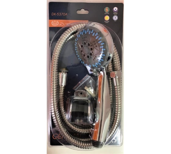 Изображение товара Комплект для ванны GRIALE душевая лейка, шланг и кронштейн для лейки, хром DK5370A