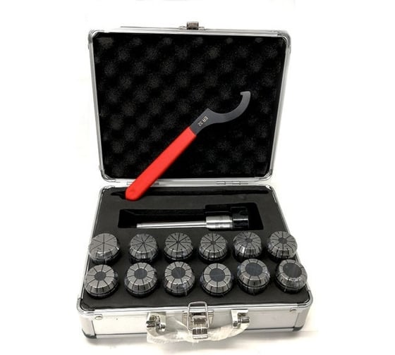 Изображение товара Патрон цанговый КМ2 с набором цанг ER32, 12 шт, 3, 4, 5, 6, 8, 10, 12, 14, 15, 16, 18, 20 мм SOVIS 6218