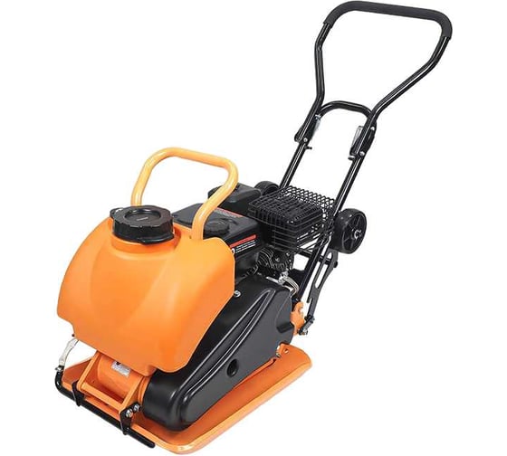 Изображение товара Бензиновая виброплита AktiTool 6,5 л.с., сила удара 13 кН, 540x420 мм, бак, колеса, коврик AT-C90TWC