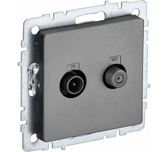 Изображение товара Двойная розетка IEK Brite tv+sat ртв/рсп12-брс сталь BR-AF20-O-K46