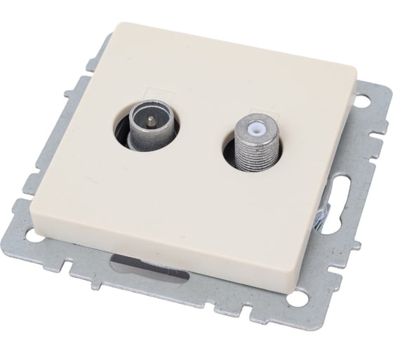 Изображение товара Двойная розетка IEK Brite tv+sat ртв/рсп12-бркр бежевый BR-AF20-O-K10