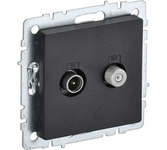 Изображение товара Двойная розетка IEK Brite tv+sat ртв/рсп12-брч черный BR-AF20-O-K02