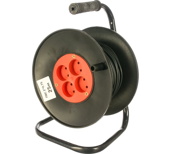 Изображение товара Удлинитель на катушке (25м; 6А; 1,5кВт; 4 розетки) Калибр 217117