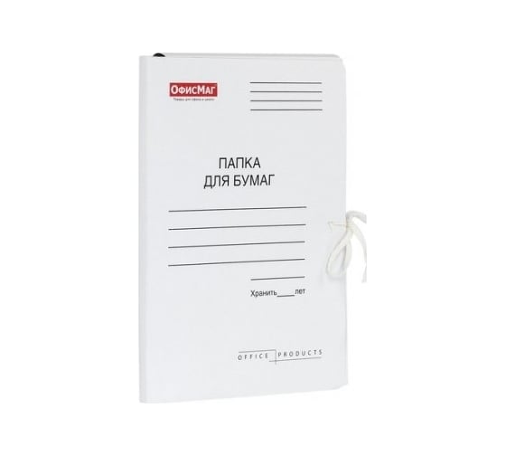 Изображение товара Папка для бумаг с завязками ОФИСМАГ, картонная, мелованная, гарантированная плотность 320 г/м2, до 200 листов 25 шт 124568