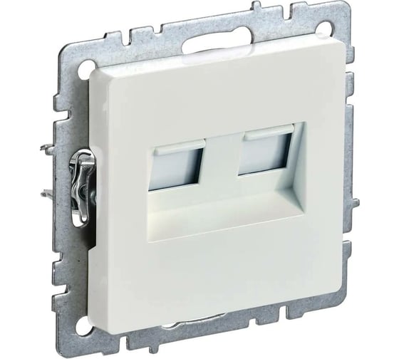 Изображение товара Двойная компьютерная розетка rj45 IEK Brite рк10-2-брж категория 5e, жемчуг BR-K20-1-K36