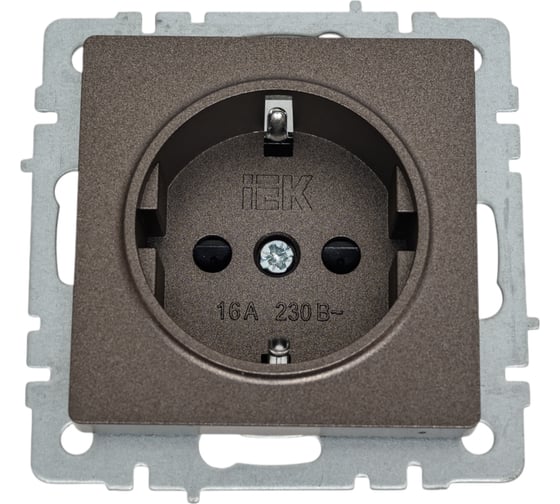 Изображение товара 1-местная розетка IEK Brite рс14-1-0-бртб с заземлением, с защитными шторками, 16А, темная бронза BR-R14-16-K45