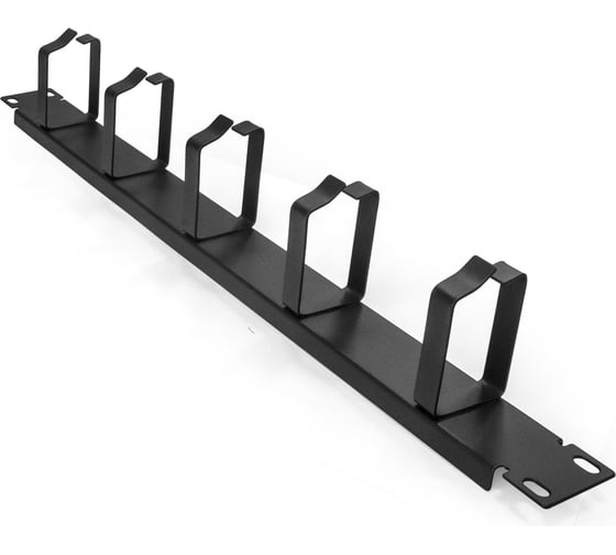 Изображение товара Кабельный органайзер ExeGate CM19-1U-5MR горизонтальный 19 1U, металлический, 5 металлических колец, глубина 45mm, цвет черный, RTL 292869