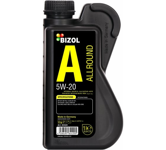 Изображение товара Моторное масло Bizol Allround НС-синтетическое, 5W-20, 1 л 84420