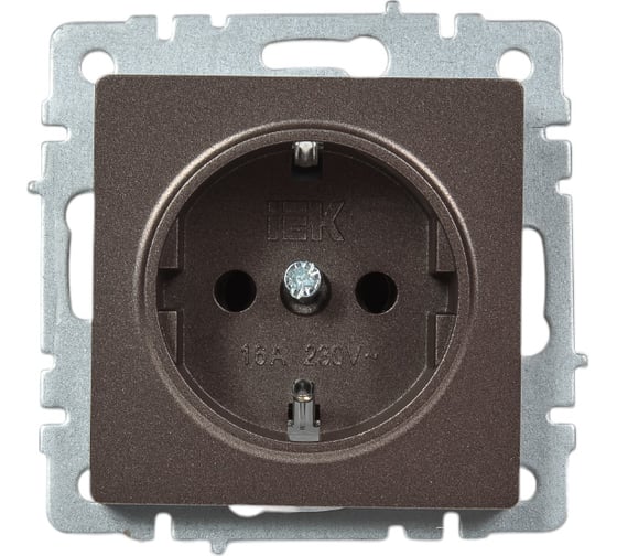 Изображение товара 1-местная розетка IEK Brite рс11-1-0-бртб с заземлением, без защитных шторок, 16А, темная бронза BR-R11-16-K45