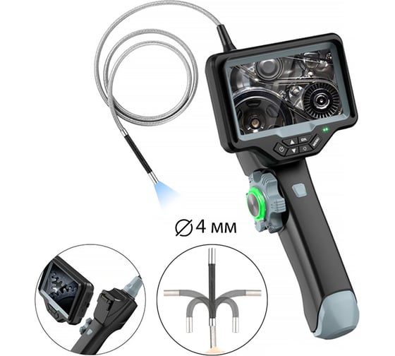 Изображение товара Управляемый видеоэндоскоп iCarTool оптоволоконная подсветка, экран 4.5", 1Мп, 1280х720, 1м, 4мм зонд, поворот камеры 360° IC-VC1042WL
