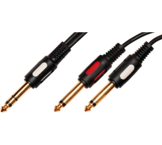 Изображение товара Шнур 6.35мм штекер стерео - 2x6.35мм штекер моно OD4.0x8.0мм 5.0м, Gold, Pro Legend PL1095