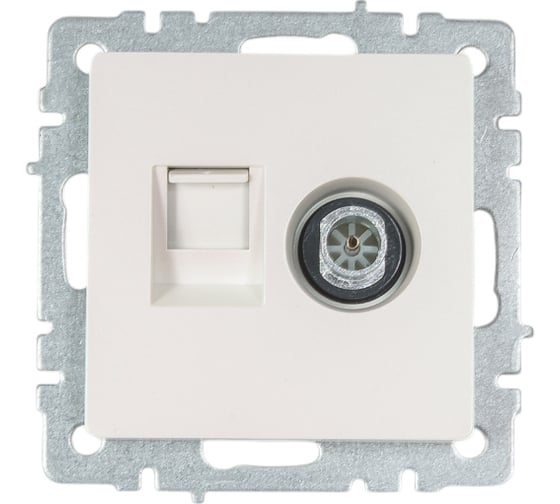 Изображение товара Двойная розетка IEK Brite tv+rj45 ртв/рк12-брж категория 5e, жемчуг BR-AK20-1-K36