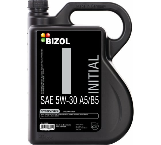 Изображение товара Моторное масло Bizol Initial НС-синтетическое, 5W-30, A5/B5, 5 л 188331