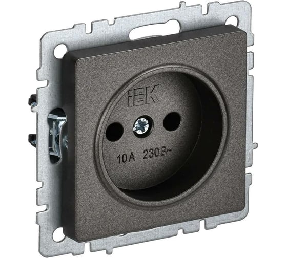 Изображение товара 1-местная розетка IEK Brite рс10-1-0-бртб без заземления, без защитных шторок, 10А, темная бронза BR-R10-10-K45