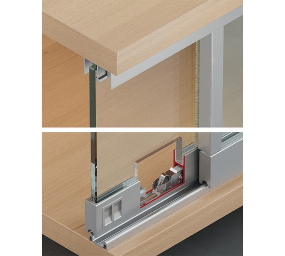 Изображение товара Двойная направляющая шина для привинчивания Hafele Slido F-Line14 25A верхний анодированный 5 м 415.10.950