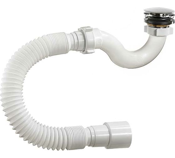 Изображение товара Сифон для душевого поддона ORIO 1 1/2x40 S-тип, клик-клак, с гиб.тр.40/50 А-20589