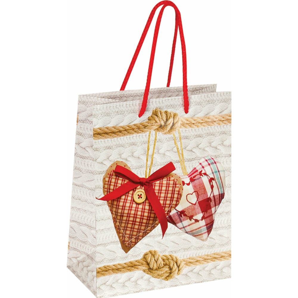 Ламинированный подарочный пакет Золотая сказка мешочек с лентой подарочный 20x30 см красный