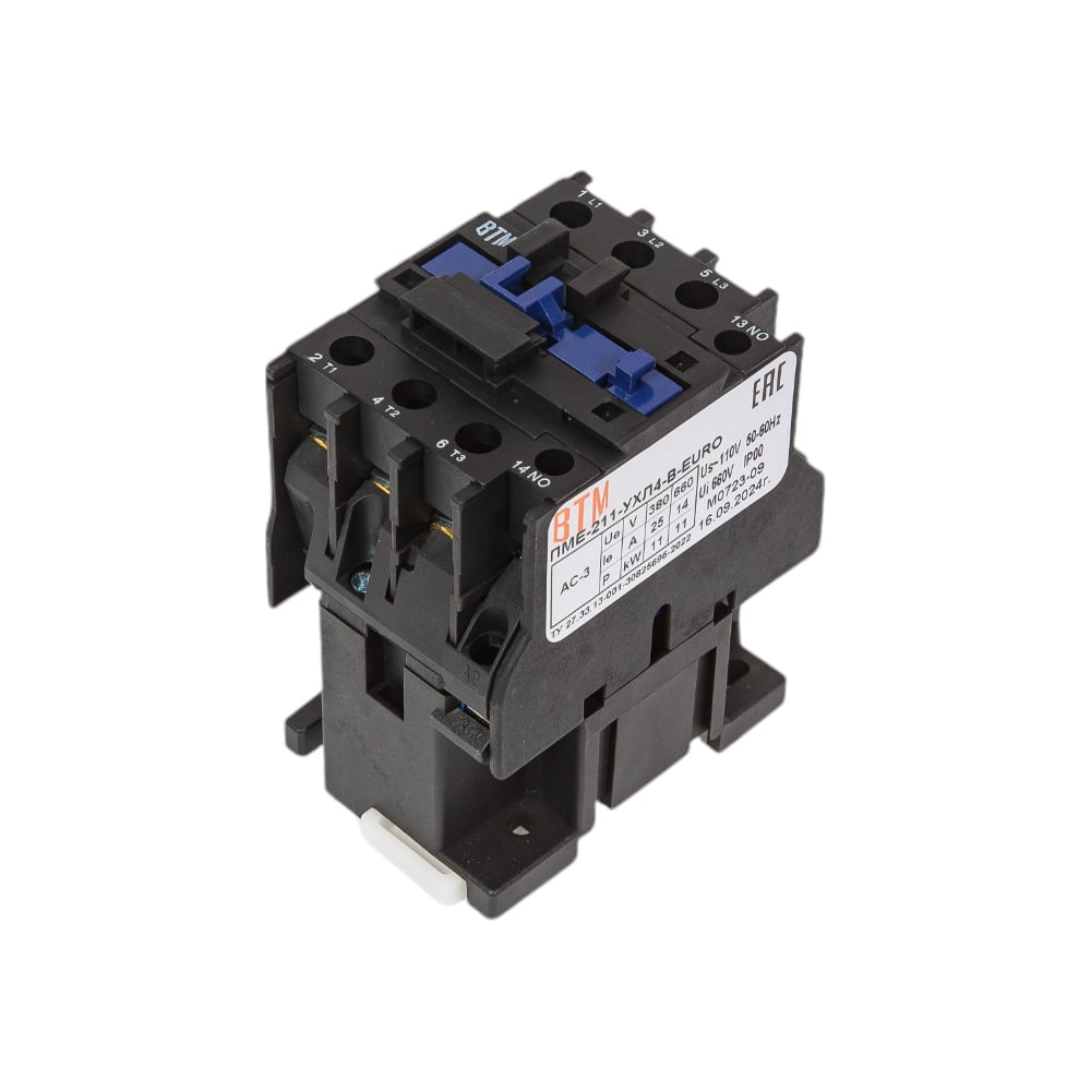 Изображение товара Пускатель ВТМ ПМЕ-211-25А-110АС на DIN-рейку