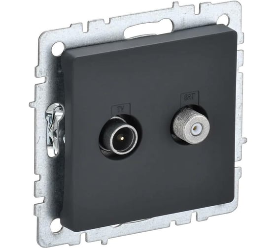 Изображение товара Двойная розетка tv+sat IEK Brite ртв/рсп12-брг графит BR-AF20-O-K53