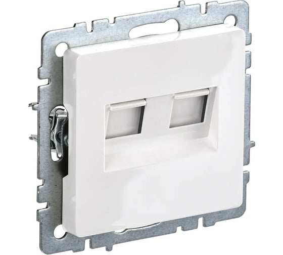 Изображение товара Двойная розетка IEK Brite rj11+rj45 рк/т12-брб категория 5e, белый BR-KT20-O-1-K01