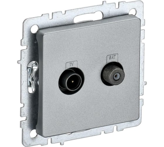 Изображение товара Двойная розетка tv+sat IEK Brite ртв/рсп12-бра алюминий BR-AF20-O-K47