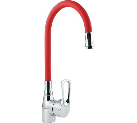 Изображение товара Смеситель для мойки с высоким изливом из силикона Славен красный, ц2к, СЛ-ОД-Ц2К