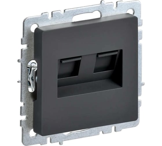 Изображение товара Двойная розетка IEK Brite rj11+rj45 рк/т12-брг категория 5e, графит BR-KT20-O-1-K53