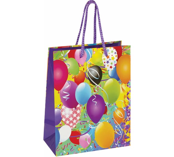Изображение товара Подарочный пакет Золотая сказка Воздушные шары 178x98x229 мм, ламинированный 606590