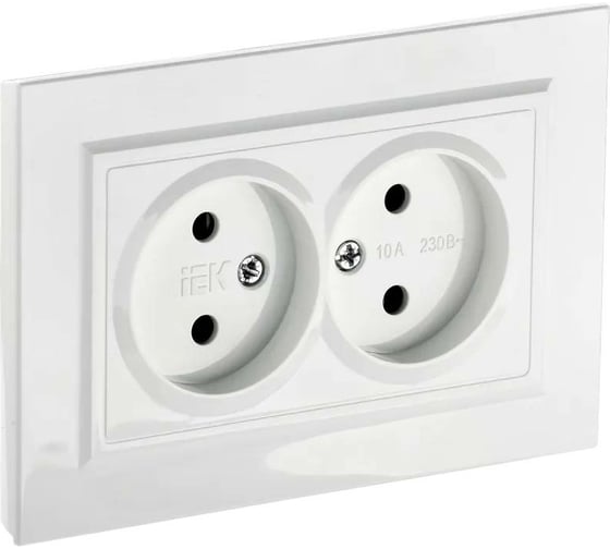Изображение товара 2-местная розетка IEK Brite рс12-2-брб без заземления, без защитных шторок, 10А, в сборе, белый BR-R20-10-K01-F
