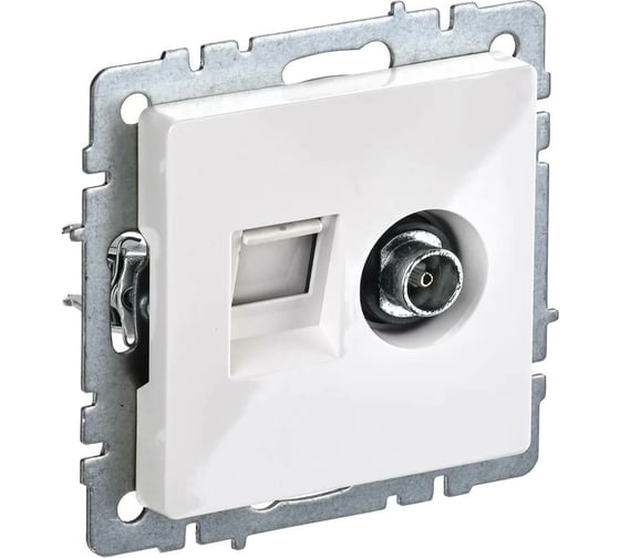 Изображение товара Двойная розетка IEK Brite tv+rj45 ртв/рк12-брб категория 5e, белый BR-AK20-1-K01