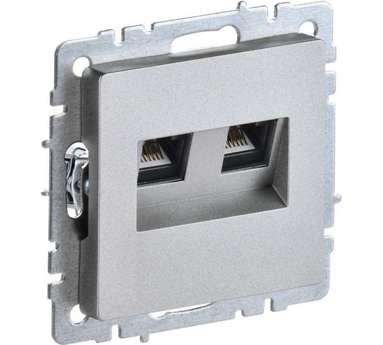Изображение товара Двойная компьютерная розетка rj45 IEK Brite рк10-2-бра категория 5e, алюминий BR-K20-1-K47