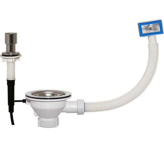 Изображение товара Выпуск ORIO полуавтомат 3 1/2 с прямоугольным переливом кнопка-грибок, под отверстие D-16мм АА-4007-1