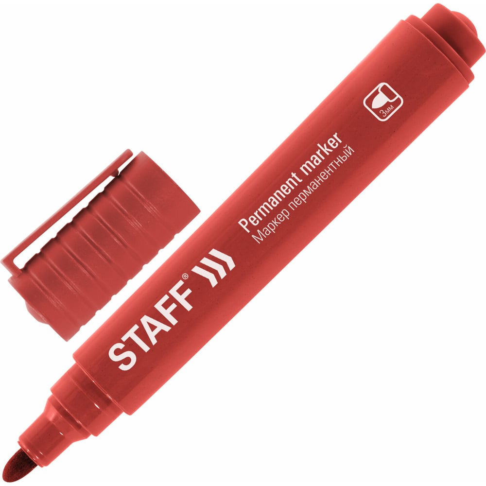 Перманентный маркер Staff маркер зубр профессионал 06320 3 перманентный заостренный красный 1 мм