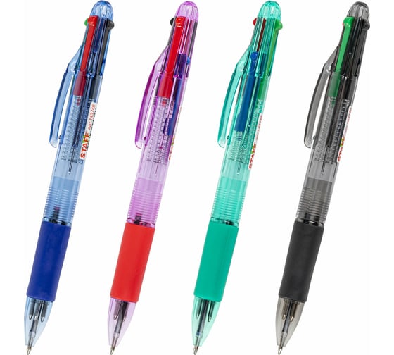 Изображение товара Автоматическая шариковая ручка Staff с грипом College 4 цвета Bp-15, линия письма 0.35 мм 143748