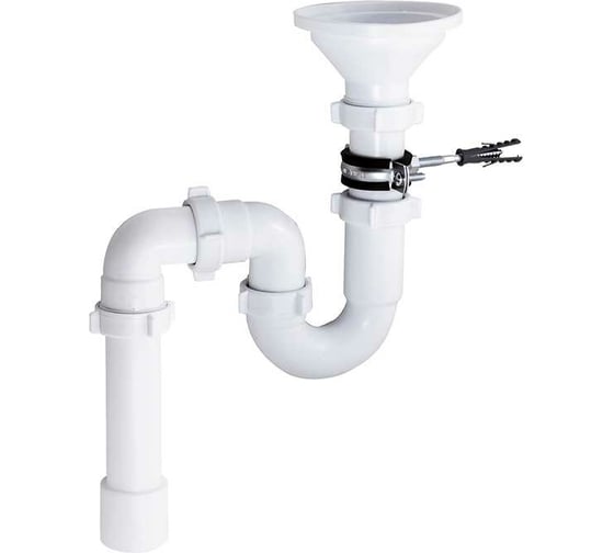 Изображение товара Прямоточный сифон ORIO с разрывом потока струи 1 1/2x40мм с круглой приемной воронкой D-113мм,крепежным комплектом и переходной трубой 40x40/50мм RS-41078