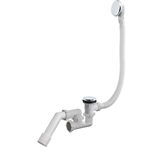 Изображение товара Сифон для ванны ORIO 1 1/2x40 регулируемый, клик-клак, с переливом, перелив и слив металлические, с переходной трубой 45 градусов 40-40/50 А-26087