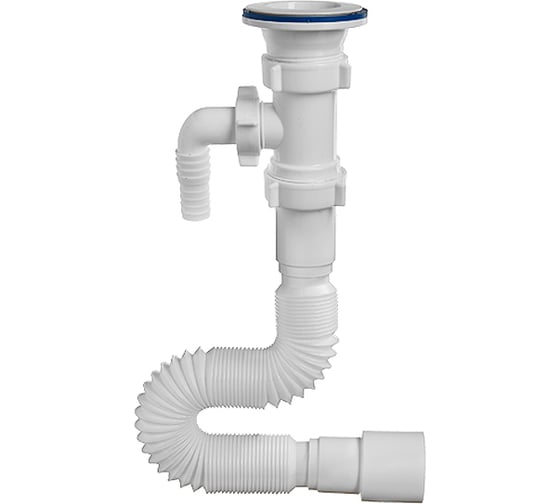 Изображение товара Гибкая труба ORIO с выпуском 1 1/2x40/50, с одним отводом, с пласт. решеткой D-70мм, длина 1325 мм А-70135