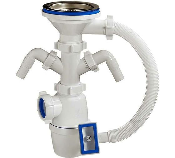 Изображение товара Бутылочный сифон ORIO 3 1/2x40, с двумя отводами и переливом А-4013