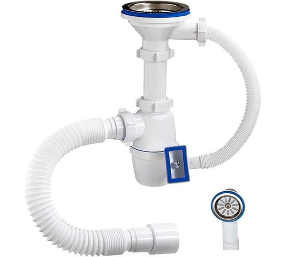 Изображение товара Бутылочный сифон ORIO ОРИО 3 1/2x40, с переливом универсальный перелив, гибкой трубой 40-40/50 А-45079