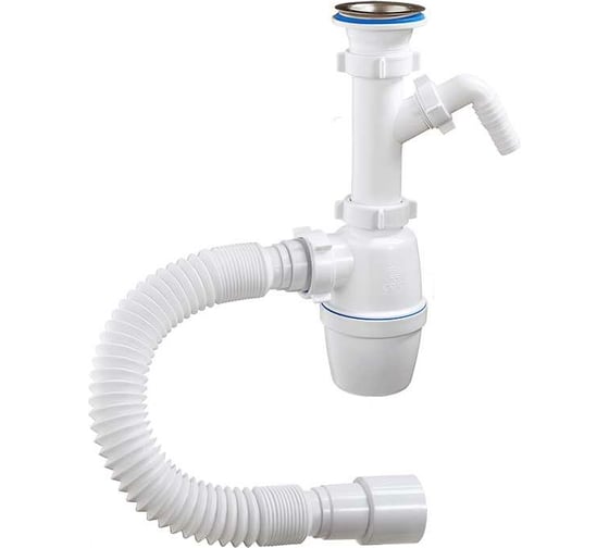 Изображение товара Бутылочный сифон ORIO 1 1/2x40 с одним отводом и гибкой трубой 40-40/50 А-40059