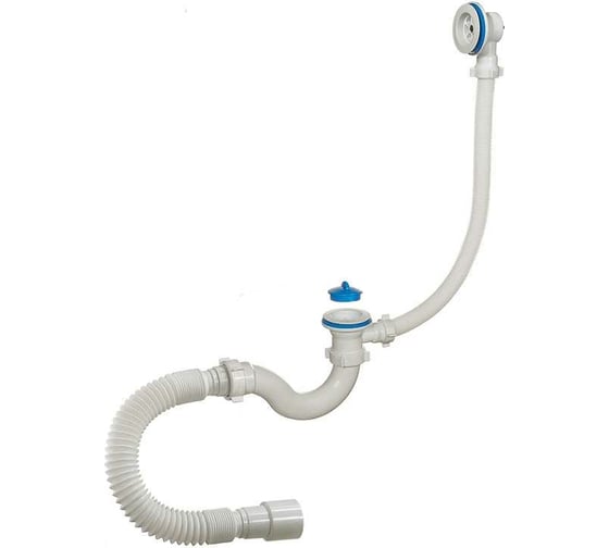 Изображение товара Сифон для ванны ORIO 1 1/2x40, с пластиковой решеткой D-70мм, с переливом и гибкой трубой 40-40/50 А-70089