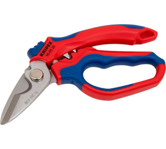 Изображение товара Ножницы электрика Knipex угловые, обжим концевых гильз: 0.5–6 мм и 10–25 мм, 160 мм, нержавеющие, 2-компонентные ручки, SB KN-950520SB