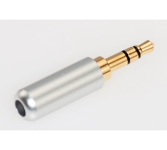 Изображение товара Аудио разъем Pro Legend 3.5мм штекер стерео металл на кабель в мини корпусе, серебристый, Gold PL2106