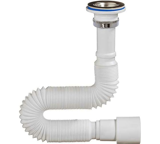 Изображение товара Гибкая труба ORIO с выпуском 1 1/4x40/50, с латунной гайкой хром, длина 850мм А-3018М