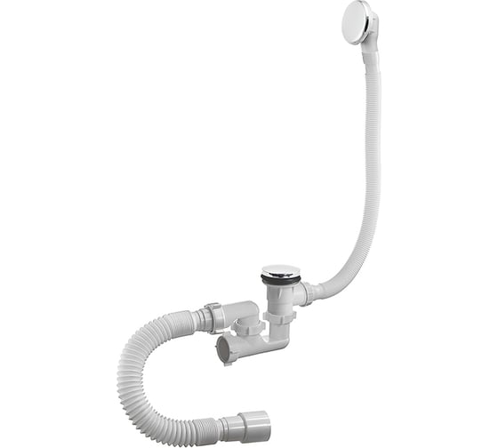 Изображение товара Сифон для ванны ORIO 1 1/2x40, регулируемый, клик-клак, с переливом перелив и слив металлические и гибкой трубой 40-40/50 А-26089