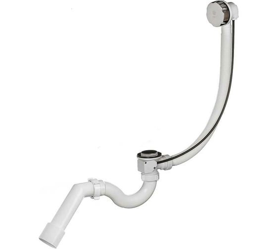 Изображение товара Сифон для ванны ORIO 1 1/2x40 S тип, полуавтомат, с переливом, с переходной трубой 45 градусов 40-40/50 А-24087